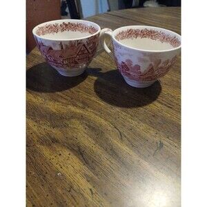 J&G Meakin Pink Anne Hemingway Two Tea Cups Vintage Ceramics